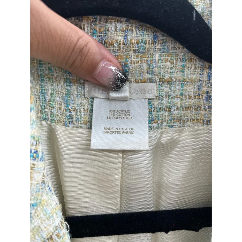 Austin Reed Womens Suit Jacket Blazer Multicolor Cotton Blend Plaid Career USA 4